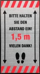 Hinweismatte -Abstand halten- 85 x 150 cm in grau